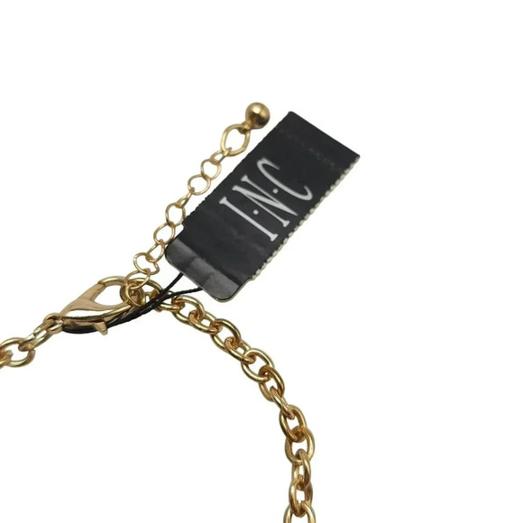 INC Purple Teardrop Acrylic Statement Necklace Lobster Closure Gold Tone Vintage - Picture 6 of 8